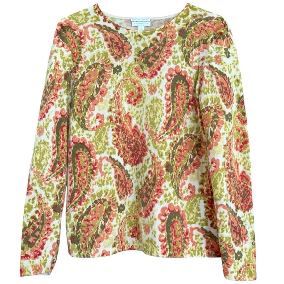 Charter Club Sweaters - Charter Club Cashmere Cottagecore Paisley Spring Patterned Crewneck Sweater Sz M
